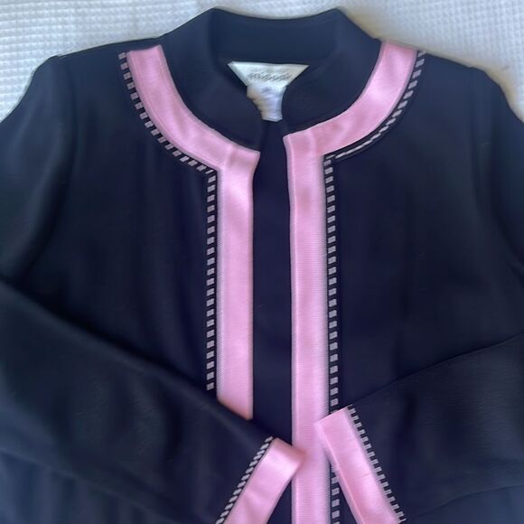Exclusively Misook Women’s Open Front  Black Pink Knit Cardigan Jacket Sz XS - Picture 7 of 10